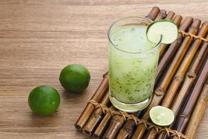 Es Timun Serut, a typical Indonesian drink made from shaved cucumber with syrup, lime and basil seeds. Popular during ramadan. photo