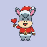 Cute donkey wearing santa costume vector