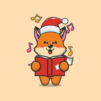 Cute fox sing a christmas song vector