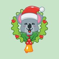 Cute koala cartoon character in christmas day vector