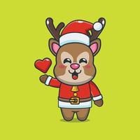 Cute deer wearing santa costume vector