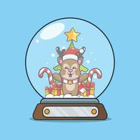 Cute deer in snow globe vector