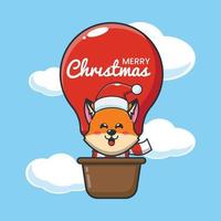 Cute fox fly with air balloon vector