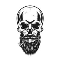 Men Skull With Her beard and cigarette vector