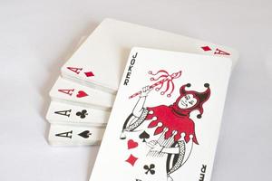 Playing cards Four Ace with joker.