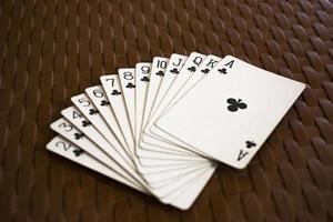 Playing cards of clubs.
