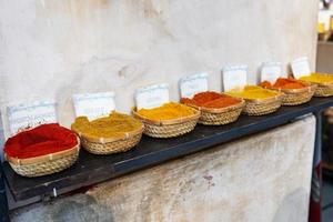 Spices on display on sale at market photo