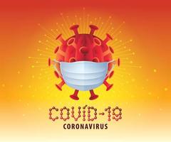 coronavirus covid 19 con máscara médica. vector de signo abstracto del virus de la corona covid-19.