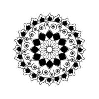 vector de mandala de arte de línea de flores en blanco y negro en diseño de gráficos de ilustración