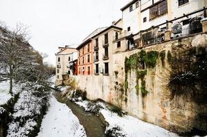 Snow storm with slush on sidewalks. Granada photo