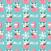 Cow face pattern with milk carton vector