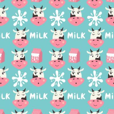 Cow face pattern with milk carton