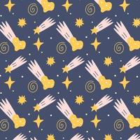 Pattern with stars and meteorites vector