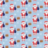 Pattern Christmas Santa Claus and gifts vector