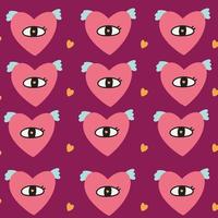 Pattern heart with wings eye vector