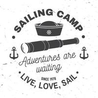 Set of summer sailing camp badge. Vector. Concept for shirt, print or tee. Vintage typography design with black sea anchors and rope knot silhouette. Best Sporting Activity vector