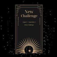 template for posts or banner challenge. with a decorative magic element, on a black background with stars. vector