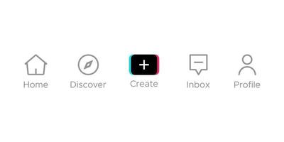 Menu Button Icon of Social Media. Home, Discover, Create, Inbox, and Profile in Line Style vector