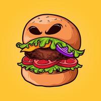 dibujos animados de monstruo hamburguesa vector