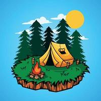 Camping in forest vector