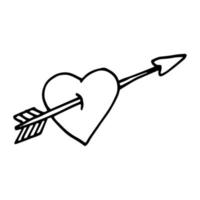 corazón con garabato dibujado a mano flecha. , escandinavo, nórdico, minimalismo. tarjeta, san valentín, pegatina. amor, romanticismo. vector