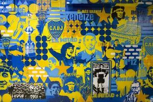 buenos aires, argentina, 2018 - detalle del museo de la pasion boquense en la boca, buenos aires, argentina. es un museo dedicado al club de futbol boca juniors. foto