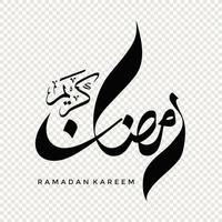 Ramadan Kareem in Arabic calligraphy, design element on a transparent background. vector illustration