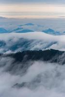Yellow mountain or huangshan mountain cloud sea scenery