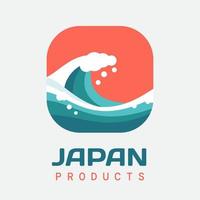 Wave logo Japan concept design vector