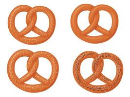 Pretzel set. Appetizing Bavarian bakery. Bread tasty products. vector