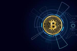 Golden bitcoin digital currency , futuristic digital money,