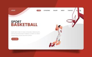 Landing Page - Someone Doing a Slam Dunk in Basketball, Sports Competition. vector