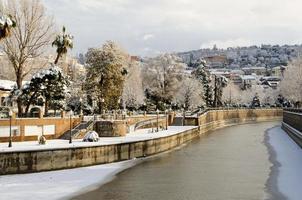 Snow storm with slush on sidewalks. Granada photo