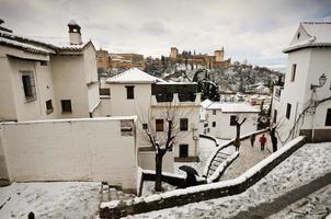 Snow storm with slush on sidewalks. Granada photo