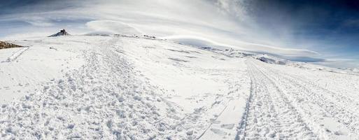 Ski resort of Sierra Nevada in winter, full of snow. photo