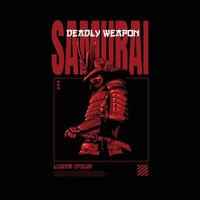 samurai with street wear layout design vector