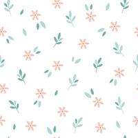 Green branch, leaves and flowers seamless pattern. Design for fabric, textile vector