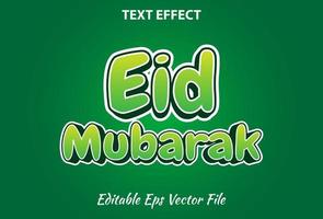 efecto de texto eid mubarak color verde editable. vector