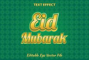 eid mubarak text effect editable green and gold color. vector