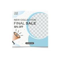 Final sale card with Megaphone. all item with blue color. vector