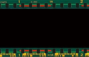 35mm film frames strip scanned with signs of usage on bezel. photo