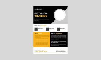 Criptocurrency Trading Event Flyer, Criptocurrency Concept Flyer Template, Concept of Virtual Criptocurrency Flyer, Poster, Vector. vector