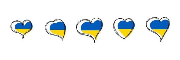 Flag of Ukraine in heart shape. Ukrainian national symbol. Vector illustration