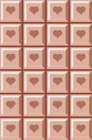 barra de chocolate con leche. fondo de patrón de barra de chocolate. corazones de chocolate ilustración vectorial vector