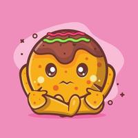 triste takoyaki comida personaje mascota dibujos animados aislados en diseño de estilo plano vector