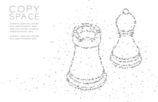patrón de partículas de molécula de punto de círculo geométrico abstracto torre de ajedrez y forma de peón, diseño de concepto de estrategia de juego de tecnología vr ilustración de color negro aislado en fondo blanco con espacio de copia vector