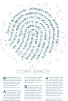 Abstract Geometric Circle dot molecule particle Fingerprint shape, VR technology identity verify design blue color illustration isolated on white background with copy space vector