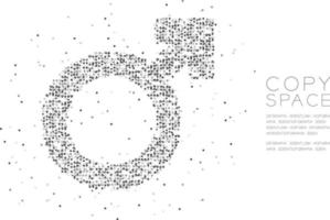 Abstract Geometric Circle dot molecule particle Men sign shape, VR technology Male gender concept design black color illustration isolated on white background with copy space vector