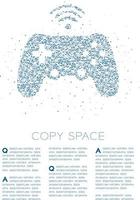 Gamepad or joypad shape Particle Geometric Circle dot pixel pattern, Esports game controller design blue color illustration on white background with copy space, vector eps 10