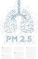 pulmón con patrón de cruz abstracto de texto pm 2.5, diseño de concepto de órgano de ciencia médica ilustración de color azul aislado en fondo blanco con espacio de copia, vector eps 10